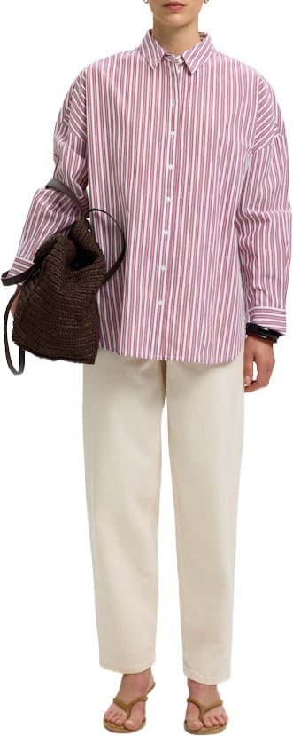 Selected Femme - SLFEMMA-SANNI LS STRIPED SHIRT NOOS - 16088971 - Anemone Stripes Rood