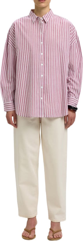 Selected Femme - SLFEMMA-SANNI LS STRIPED SHIRT NOOS - 16088971 - Anemone Stripes Rood