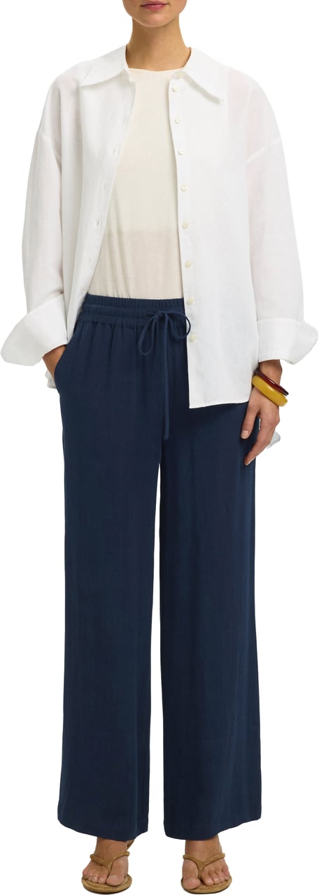 Selected Femme Selected Femme - SLWVIVA-GULIA HW LONG SUN PANT NOOS - 16089062 - Dark Sapphire Blauw