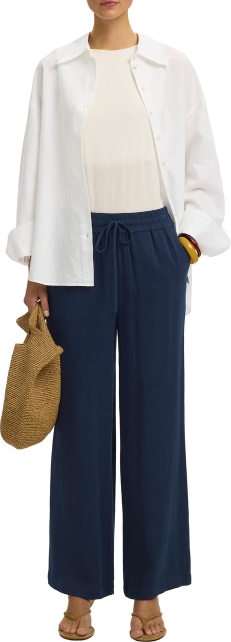 Selected Femme Selected Femme - SLWVIVA-GULIA HW LONG SUN PANT NOOS - 16089062 - Dark Sapphire Blauw