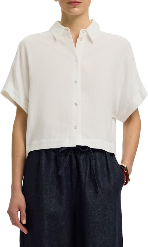 Selected Femme - SLWVIVA SS CROPPED SUN SHIRT NOOS - 16093937 - Sandshell Beige
