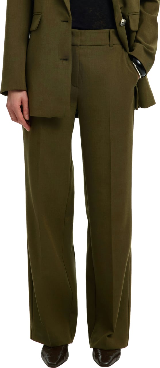 Selected Femme - SLWRITA MW WIDE PANT MEL NOOS - 16094206 - Fir Green Groen