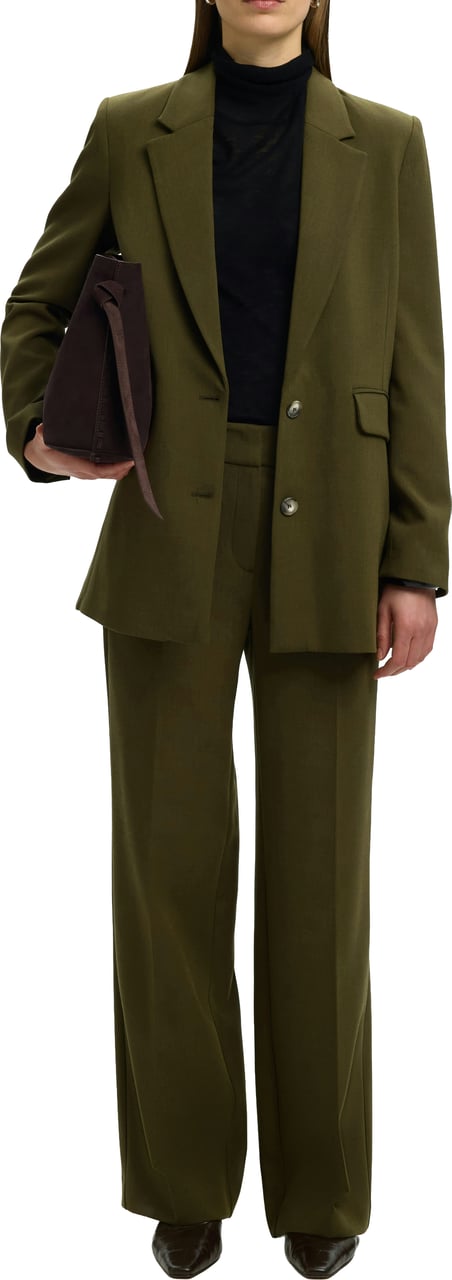 Selected Femme - SLWRITA MW WIDE PANT MEL NOOS - 16094206 - Fir Green Groen