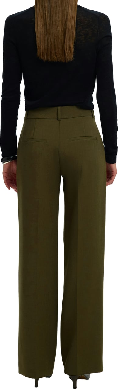 Selected Femme - SLWRITA MW WIDE PANT MEL NOOS - 16094206 - Fir Green Groen