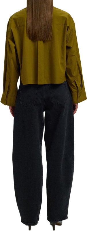 Selected Femme - SLWASTHA LS CROPPED BOXY SHIRT NOOS - 16097269 - Fir Green Groen
