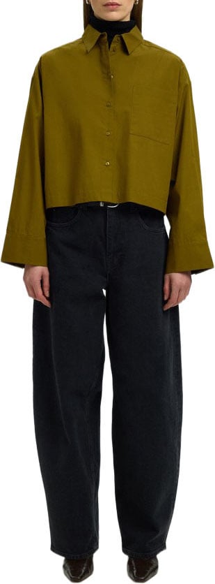 Selected Femme - SLWASTHA LS CROPPED BOXY SHIRT NOOS - 16097269 - Fir Green Groen