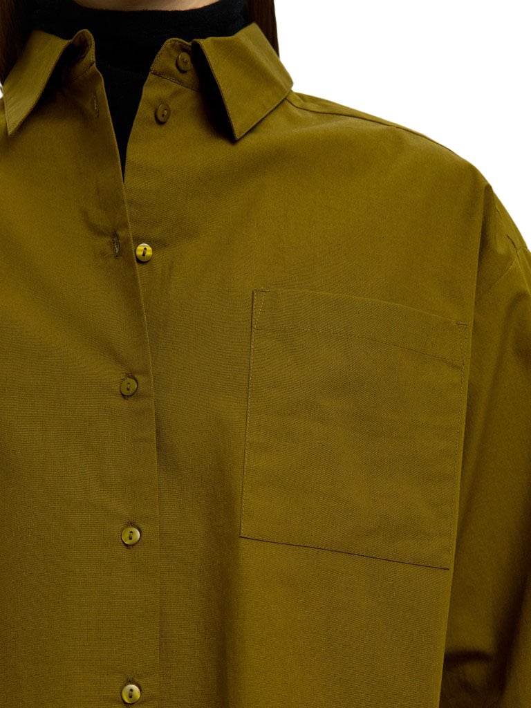 Selected Femme - SLWASTHA LS CROPPED BOXY SHIRT NOOS - 16097269 - Fir Green Groen