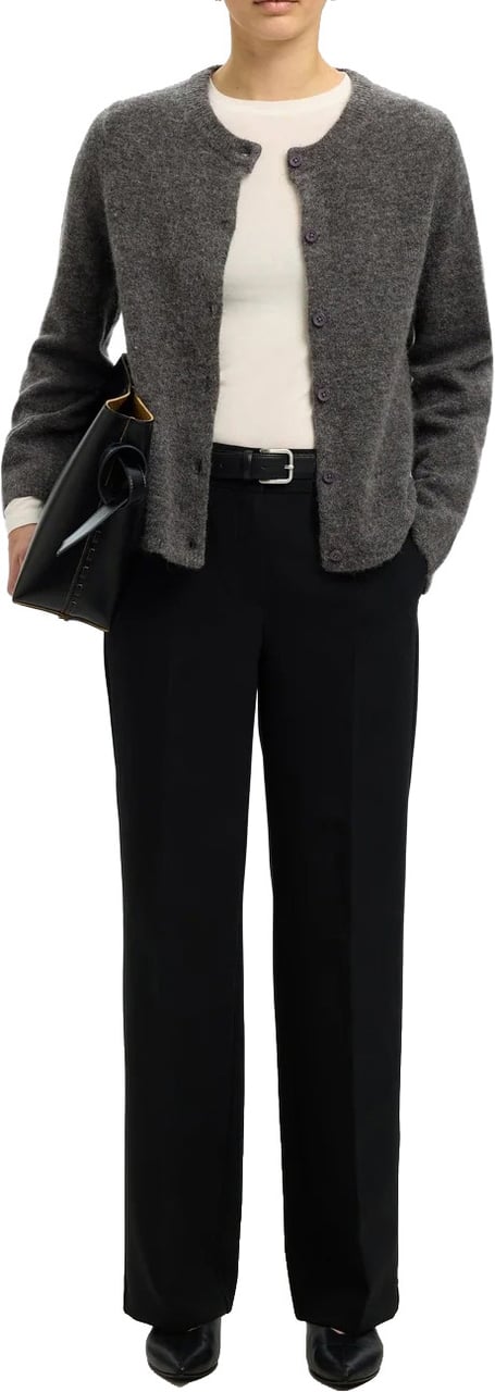 Selected Femme - SLWLULU NEW LS KNIT CARDIGAN NOOS - 16098138 - Medium Grey Melange Grijs