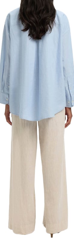 Selected Femme - SLWCLEO OVERSIZE LINEN BLEND SHIRT - 16099876 - Dusty Blue Blauw