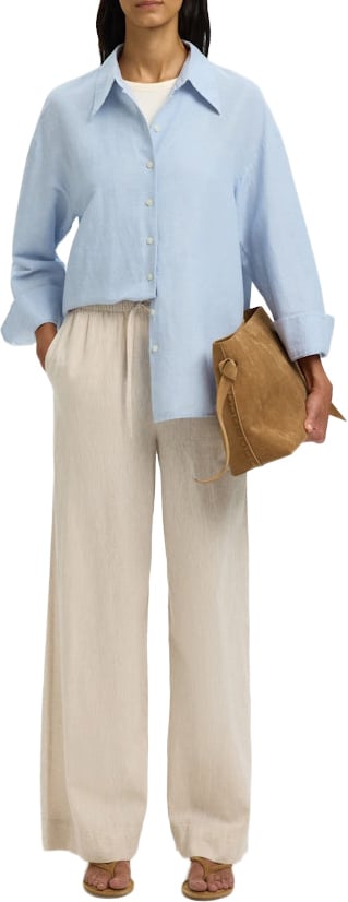 Selected Femme - SLWCLEO OVERSIZE LINEN BLEND SHIRT - 16099876 - Dusty Blue Blauw