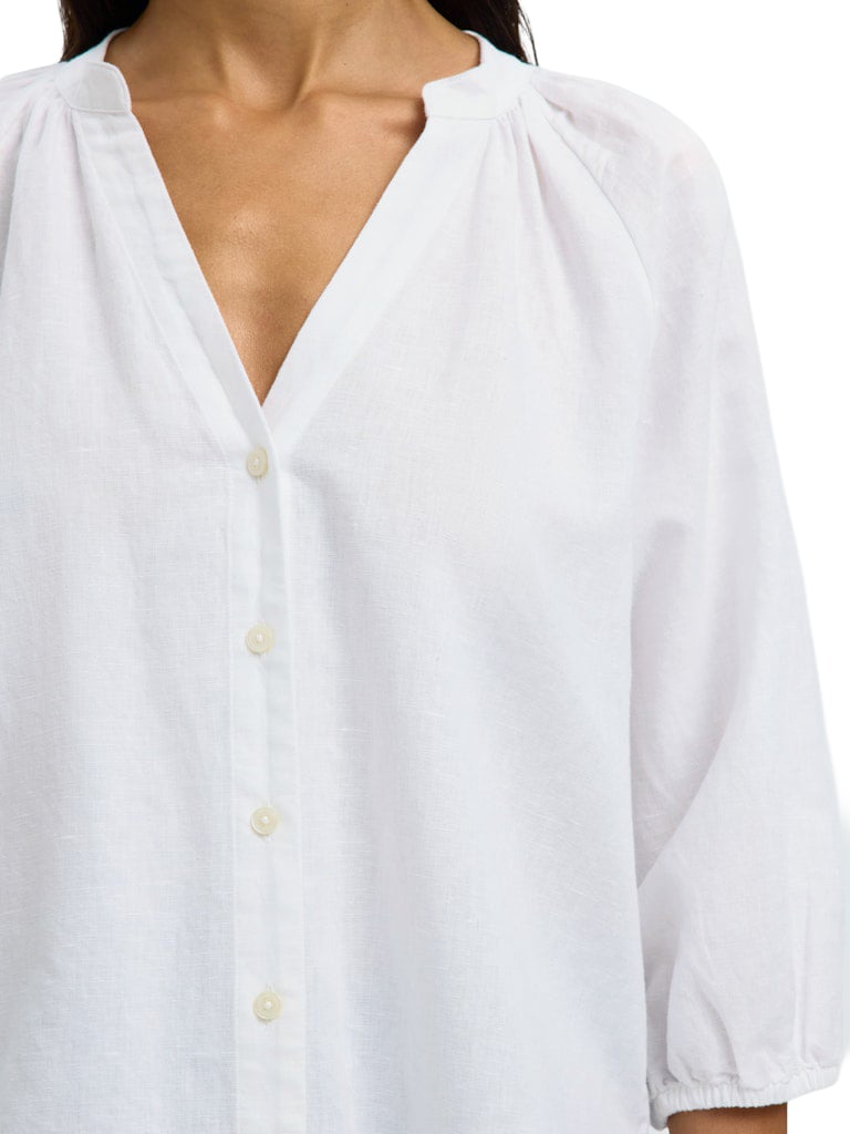 Selected Femme - SLWCLEO-ALBERTA LINEN BLEND SHIRT N - 16099877 - Bright White Wit