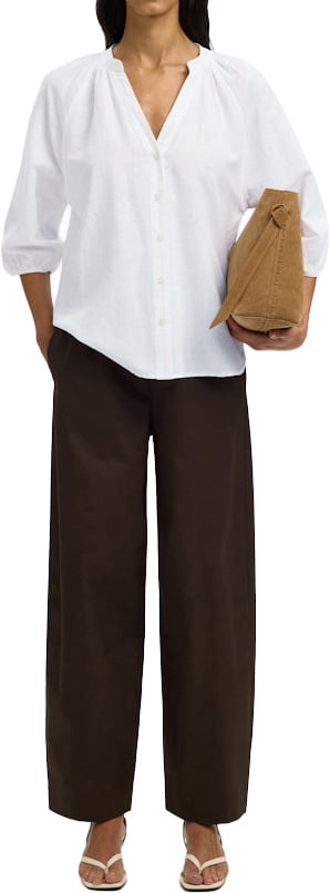 Selected Femme - SLWCLEO-ALBERTA LINEN BLEND SHIRT N - 16099877 - Bright White Wit
