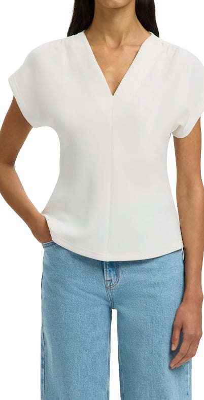 Selected Femme Selected Femme - SLWTENNY SS V-NECK GATHERED TOP NOO - 16100042 - Snow White Wit