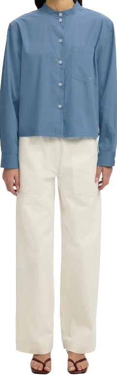 Selected Femme - SLFHOTEL AMOUR RELAXED LS SHIRT - 16100576 - Dusty Blue Blauw