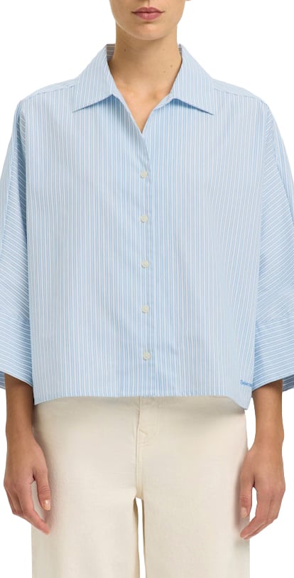 Selected Femme - SLFESTER OVERSIZE 3/4 SHIRT B - 16100618 - Malibue Blue Blauw