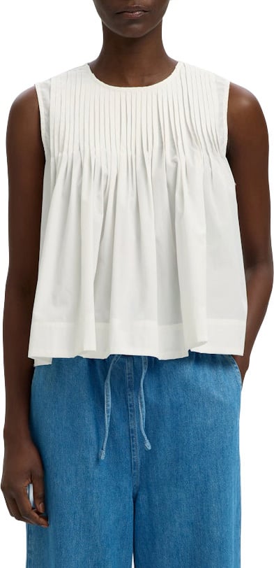 Selected Femme Selected Femme - SLFSOPHIA SL PLEATED TOP B - 16101312 - Snow White Wit