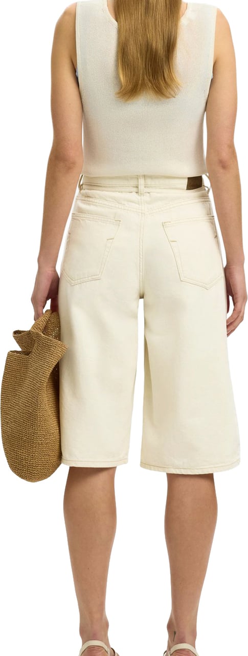 Selected Femme - SLFTENNA MW BERMUDA DENIM SHORTS - 16101366 - Egret Wit