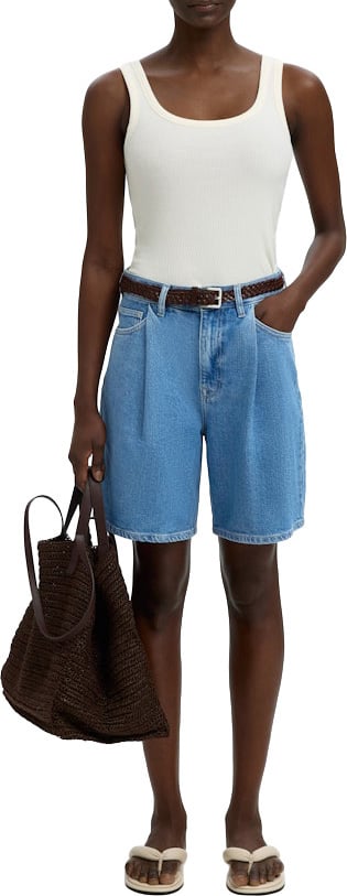 Selected Femme - SLFWIDE MERLE-KORI HW DENIM SHORTS - 16101431 - Light Blue Denim Blauw
