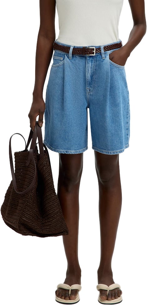 Selected Femme - SLFWIDE MERLE-KORI HW DENIM SHORTS - 16101431 - Light Blue Denim Blauw