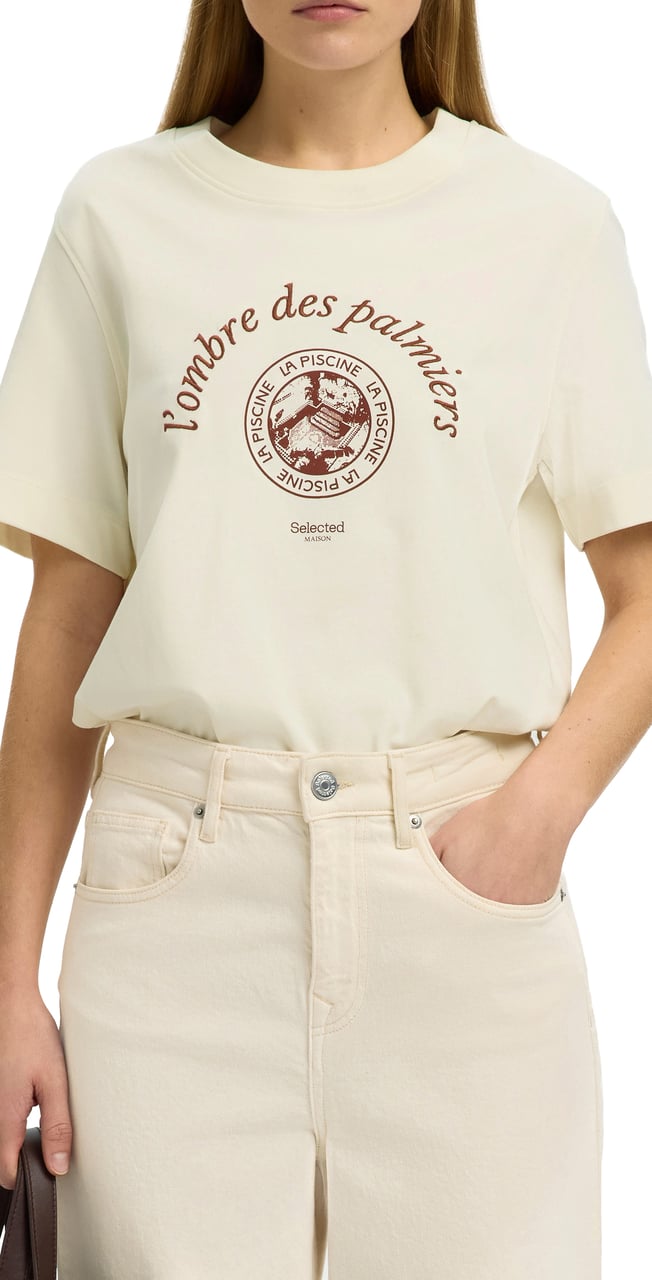 Selected Femme Selected Femme - SLFELISA SS TEE - 16101473 - Egret Potters Clay Wit