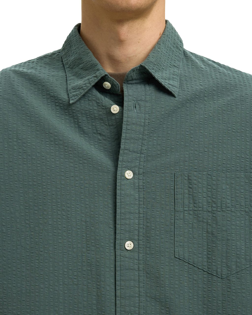 Selected Homme Camicia Reg Freddie Solid Seersucker Balsam Green Divers