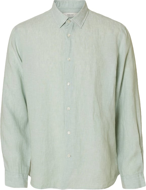 Selected Homme Camicia Regkylian Linen Aqua Gray Divers