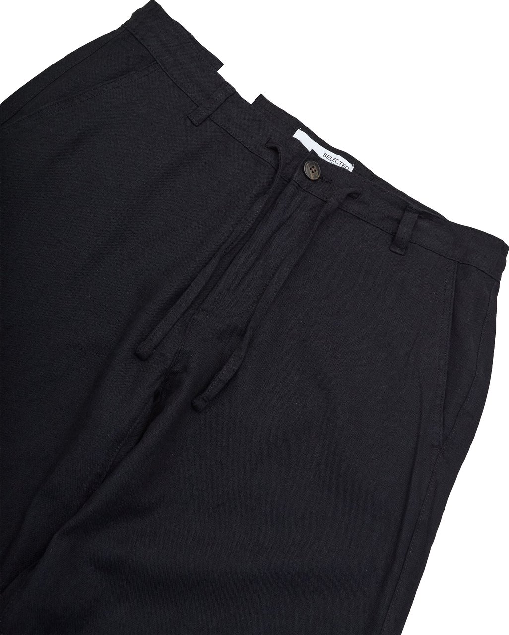 Selected Homme Pantalone Brody Loose Linen Nero Zwart