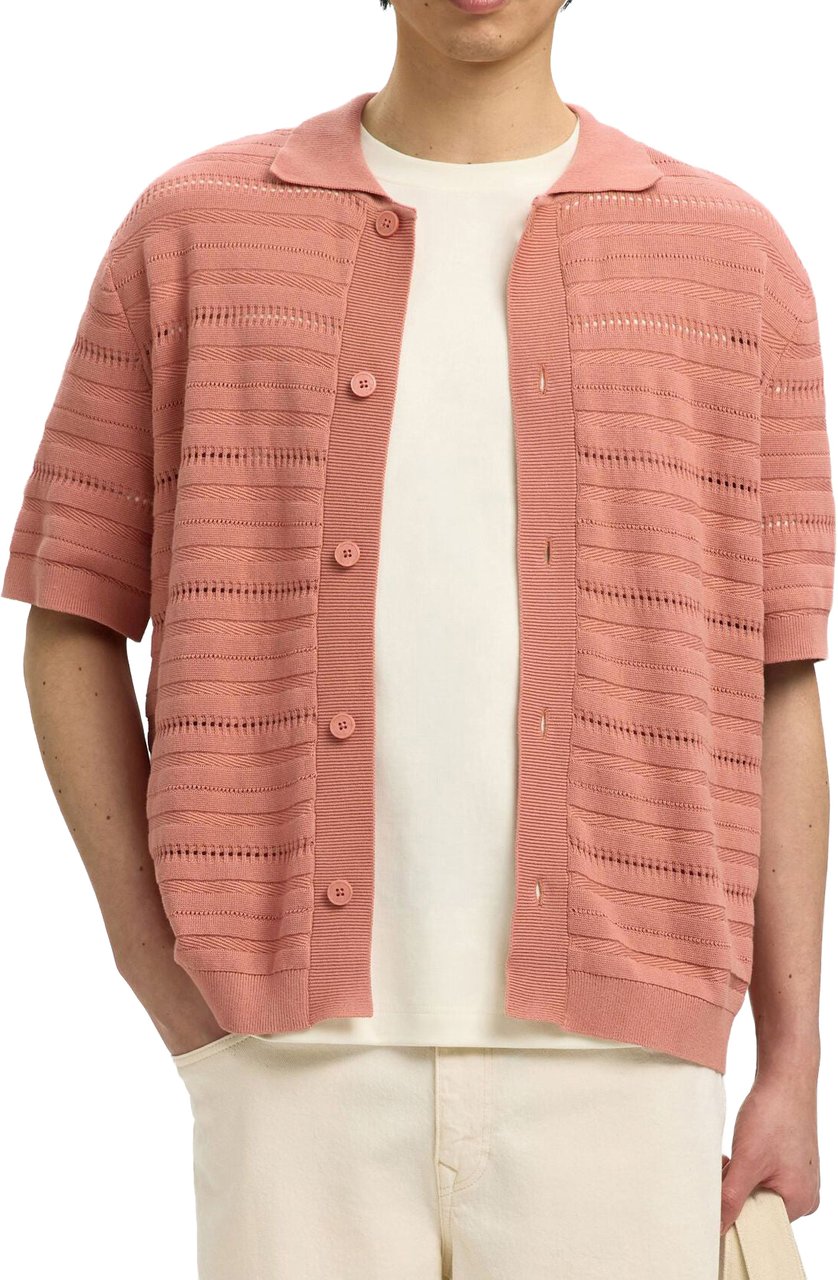 Selected Homme Polo Cardigan Knit Palle Rose Dawn Divers