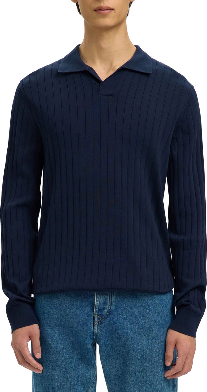Selected Homme Polo Ls Torino Knit Navy Blazer Divers