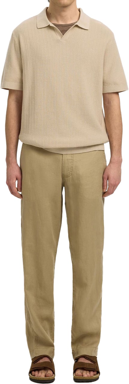 Selected Homme Polo Mattis Linen Blend Oatmeal Divers