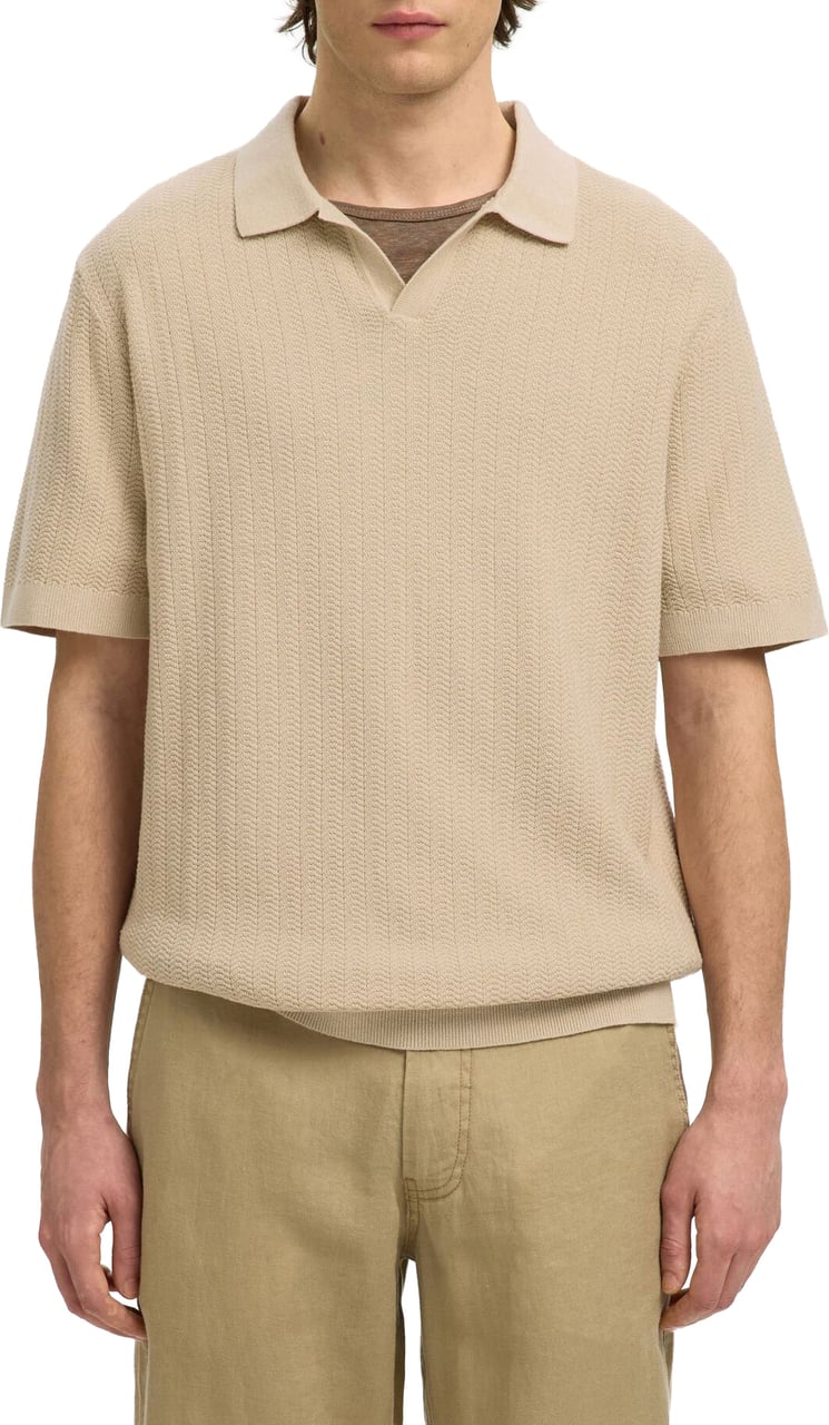 Selected Homme Polo Mattis Linen Blend Oatmeal Divers