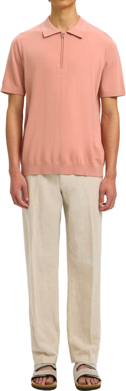Selected Homme Polo Tray SS Half Zip Rose Dawn Divers