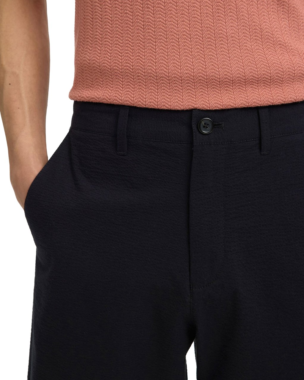 Selected Homme Shorts Regular Karl Seersucker Neri Divers