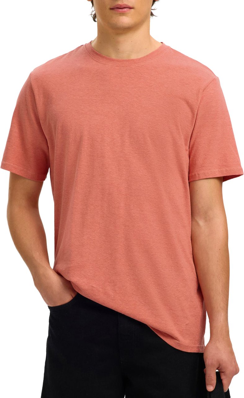 Selected Homme T-Shirt Adam Linen Blend Rose Dawn Divers