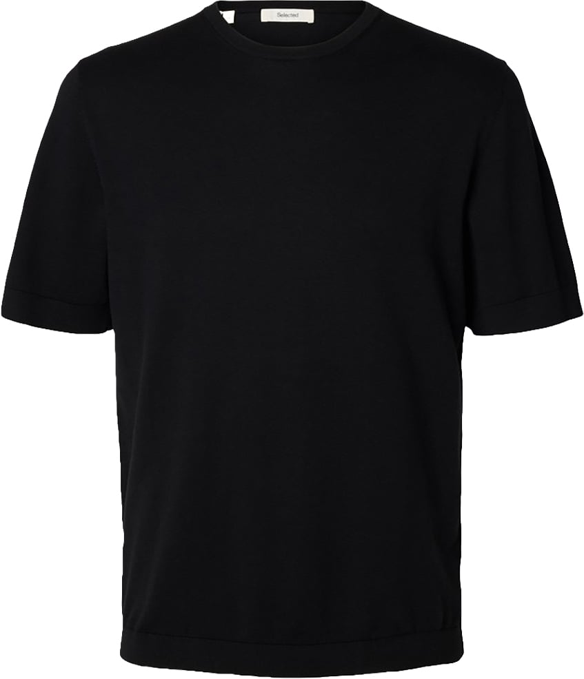 Selected Homme T-Shirt Torino Knit Nera Zwart