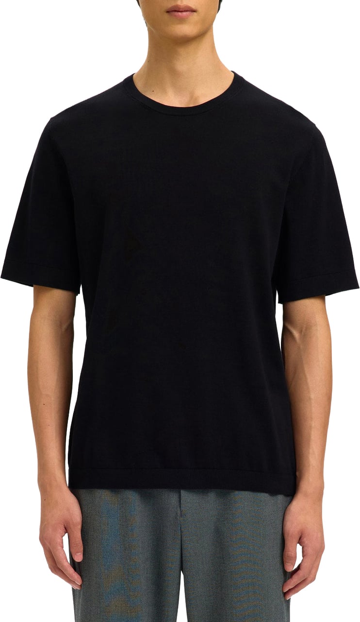 Selected Homme T-Shirt Torino Knit Nera Zwart