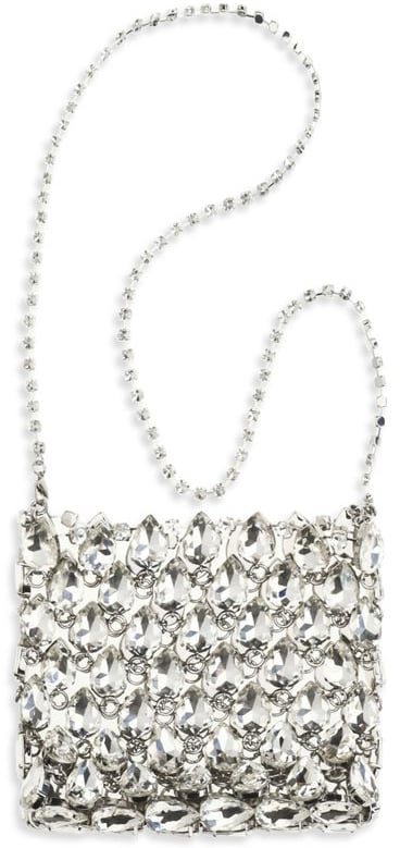 Self-Portrait Silver Crystal Chainmail Grid Mini Handbag Zilver