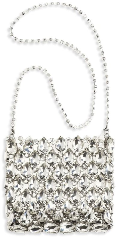Self-Portrait Silver Crystal Chainmail Grid Mini Handbag Zilver