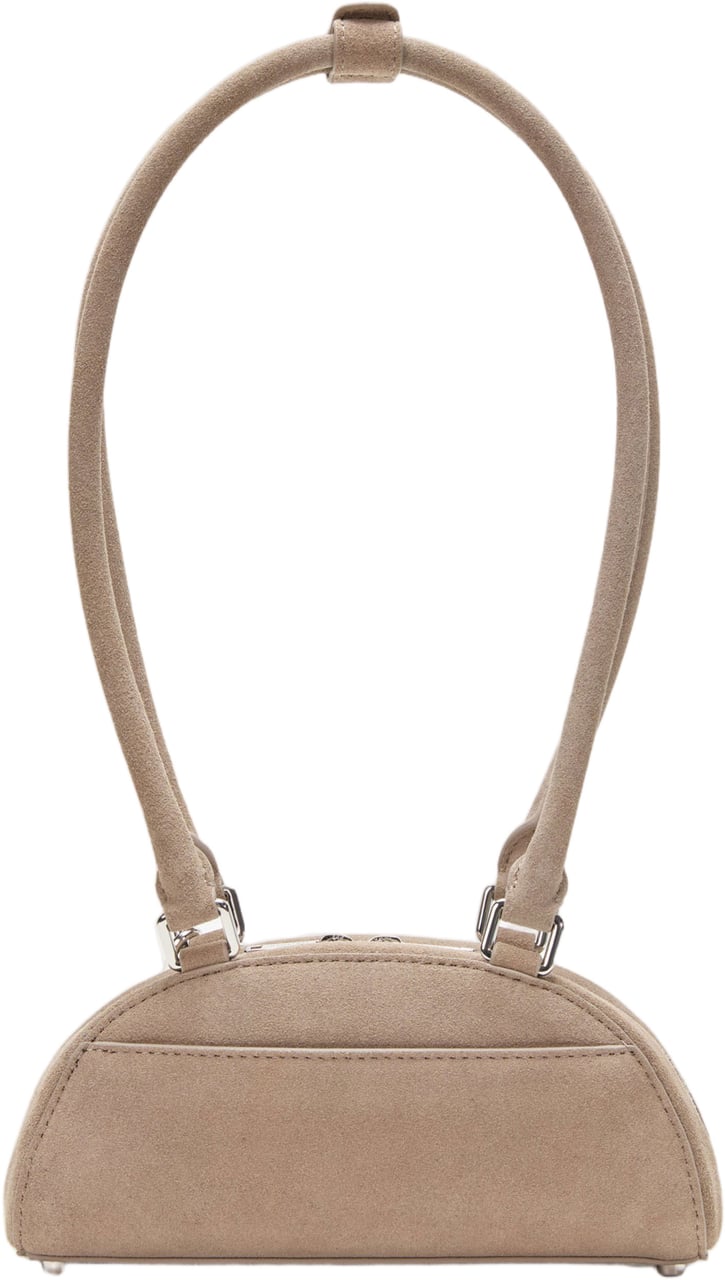 Self-Portrait Mini Taupe Suede Shoulder Bag With Detachable Bow Charm Neutraal