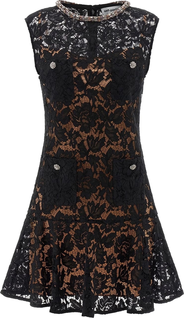 Self-Portrait Black Lace Dress Zwart