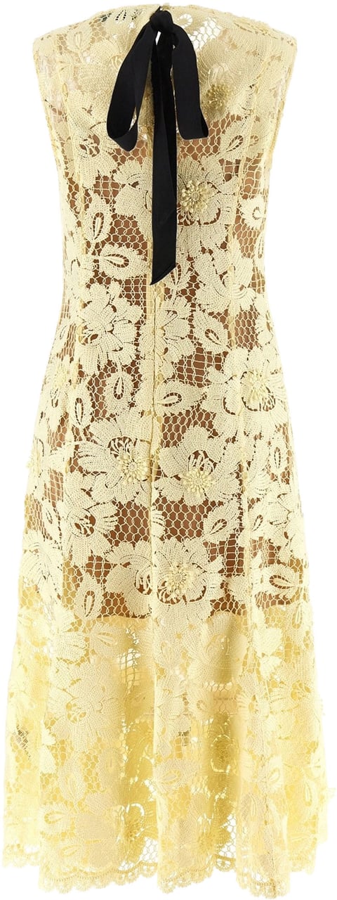 Self-Portrait Yellow Lace Midi Dress Geel