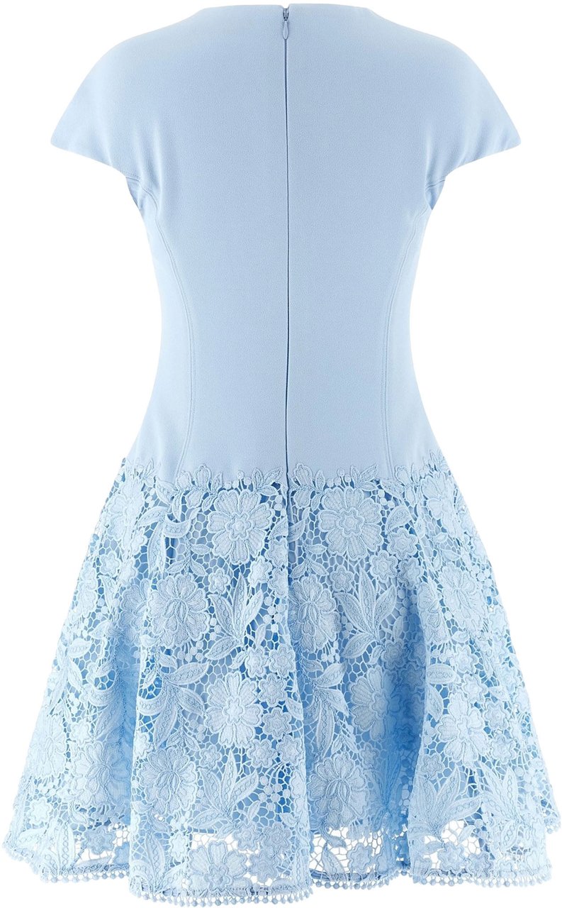 Self-Portrait Light Blue Lace Dress Blauw