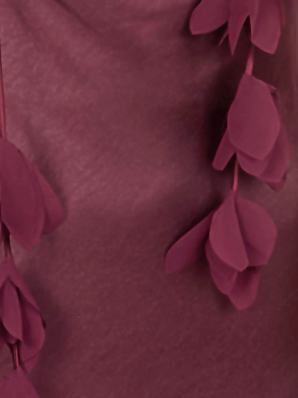 SELF-PORTRAIT BURGUNDY SATIN FLOWER MIDI DRESS Rood