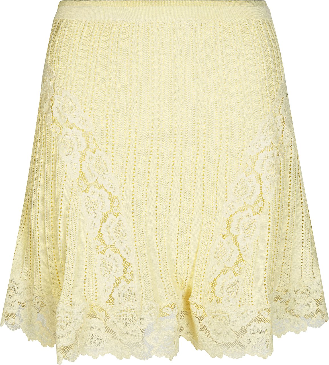 Self-Portrait Pointelle Skirt In Yellow Geel