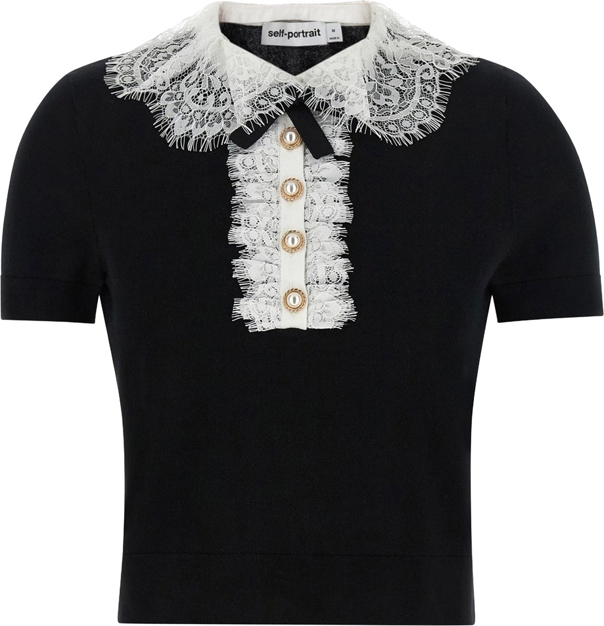 Self-Portrait Top Merino Wool - Black Zwart