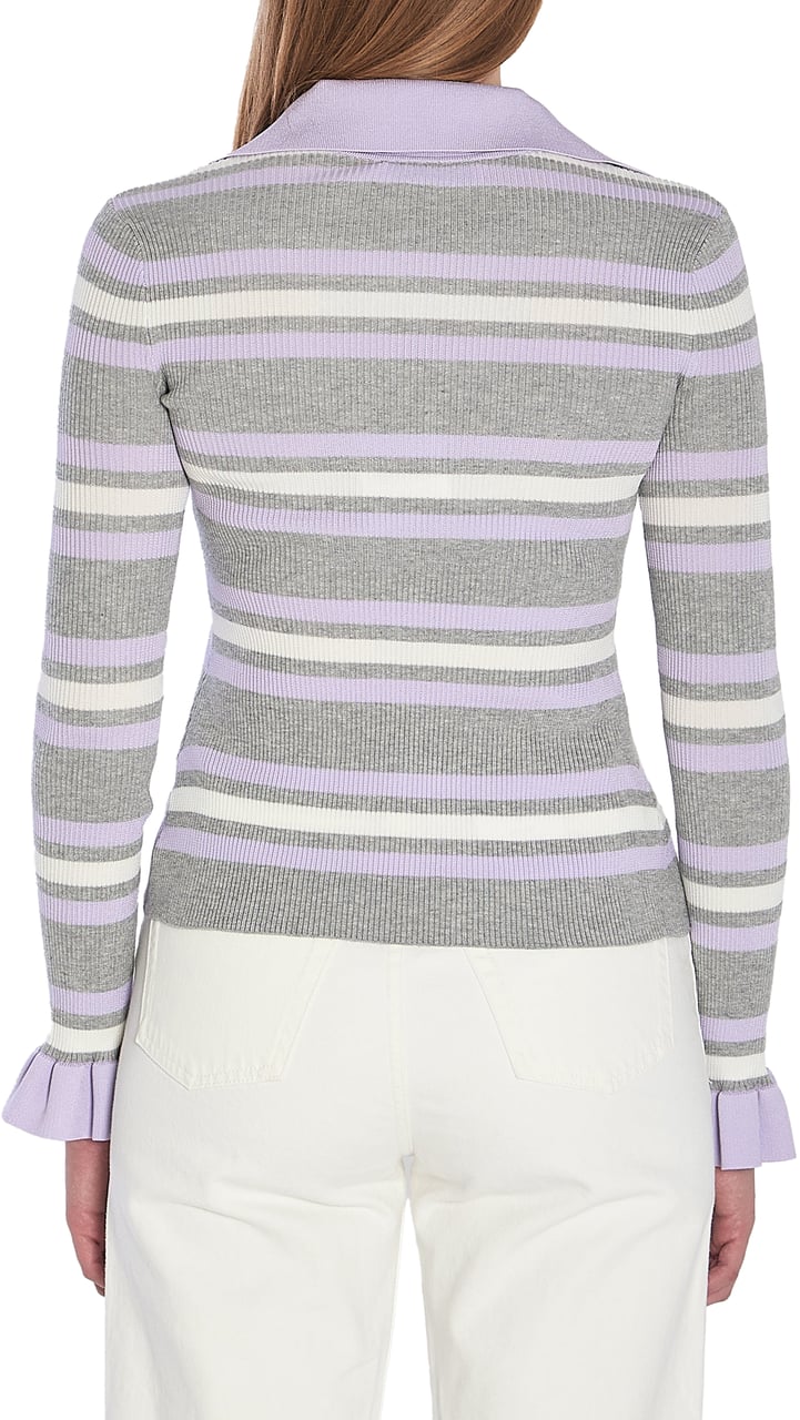 Self-Portrait Striped knit top Grijs