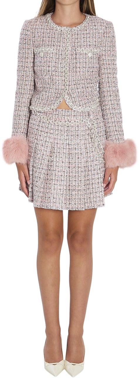 Self-Portrait Pleated mini skirt with belt Roze