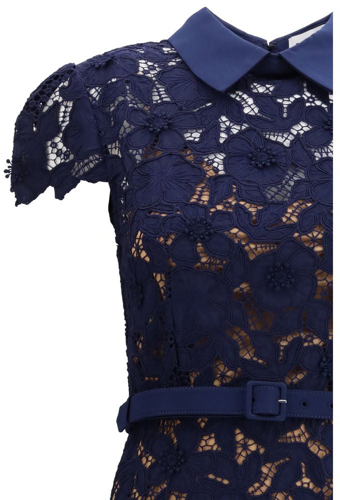 Self-Portrait Self-Portrait Blue Polyester Cocktail Dress Blauw