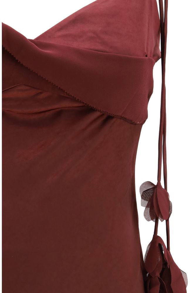 Self-Portrait Self-Portrait Bordeaux Polyester Casual Dress Maroon