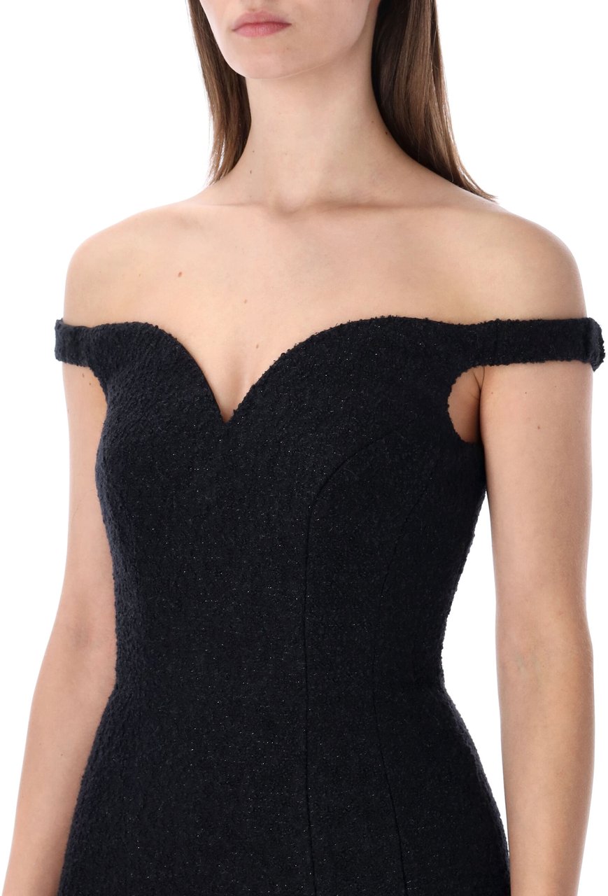 Self-Portrait Mini Dress Off Shoulder Nero Zwart